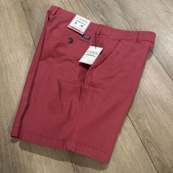 Chaps Other - Chaps Men's Seacoast Wash Chino Shorts Nantucket‎ Red Stretch Size 30 9" NEW
